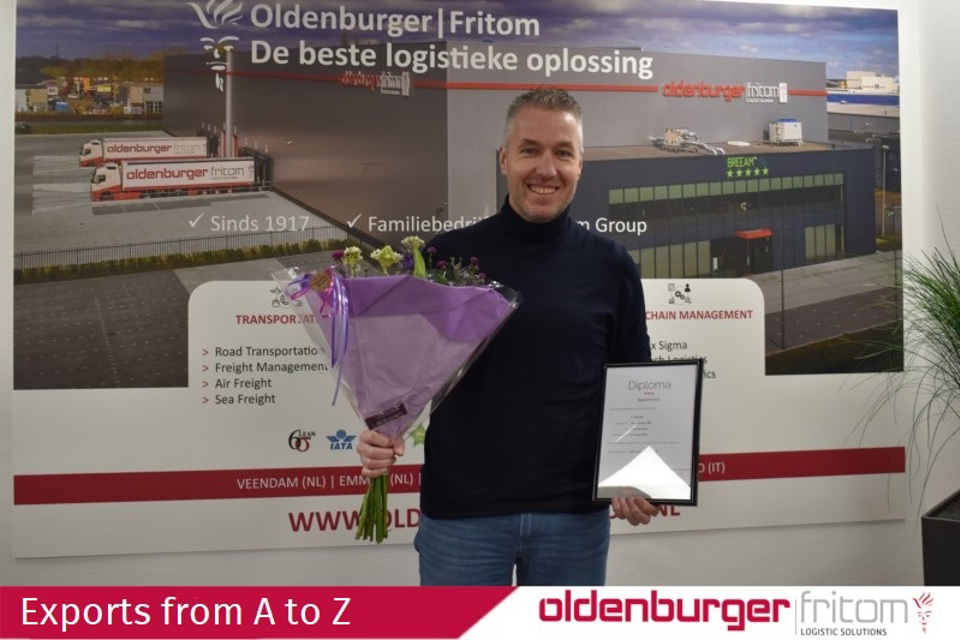 Our colleague Cor Klontje obtains the "Export from A to Z" diploma of evofenedex.